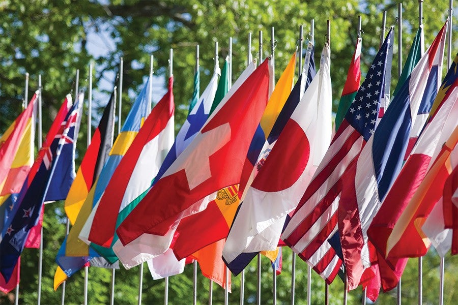 International flags on the Interlochen Bowl