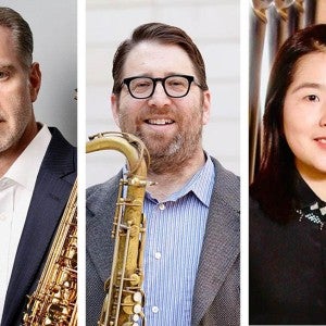 A professional headshot collage of Tim McAllister, Andrew Bishop, and Hae Won Jang