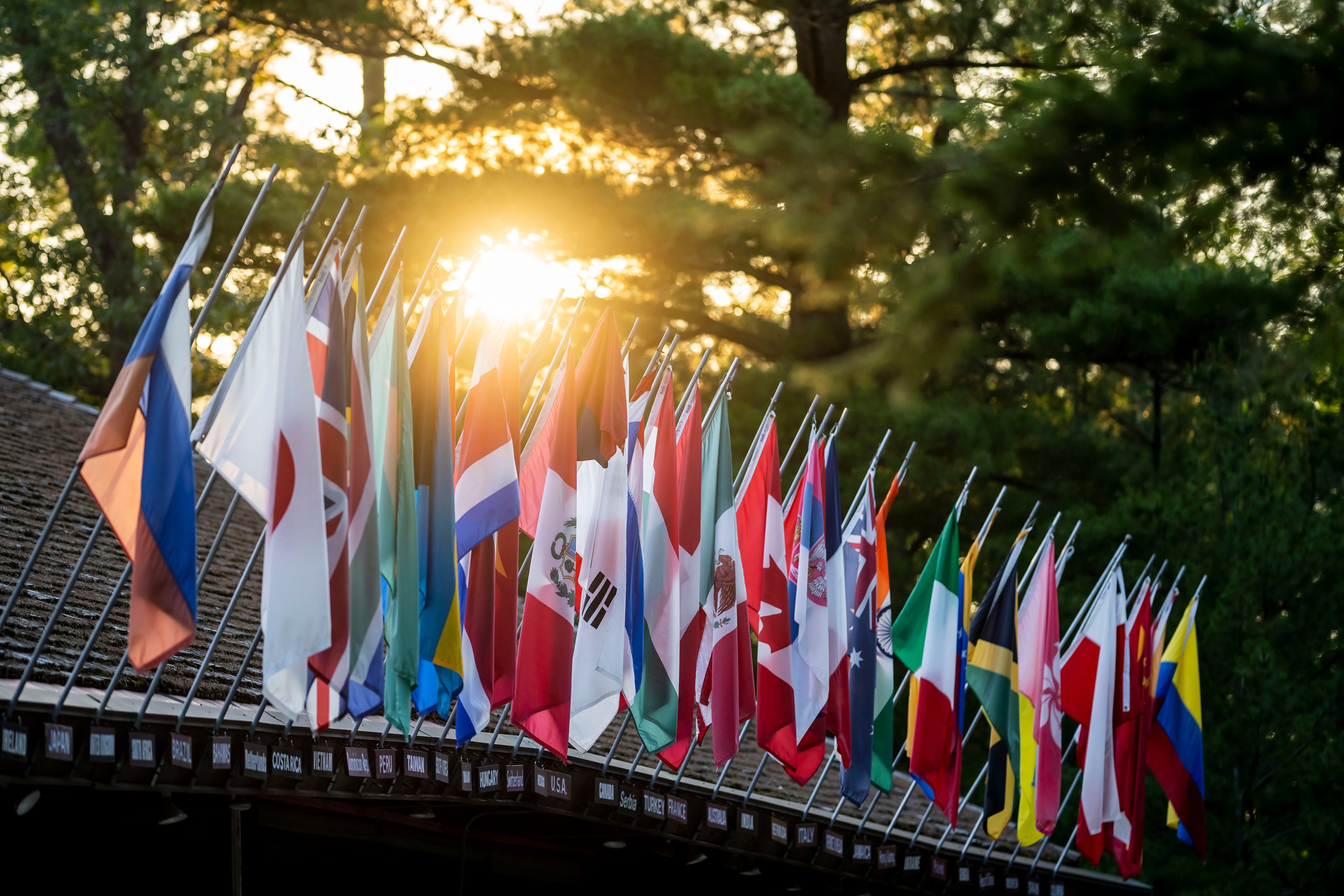 Flags outside Kresge auditorium