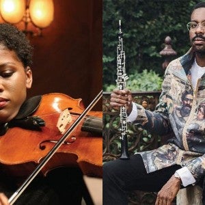 Violist Kamilah Brown (left) and oboist Titus Underwood (right).