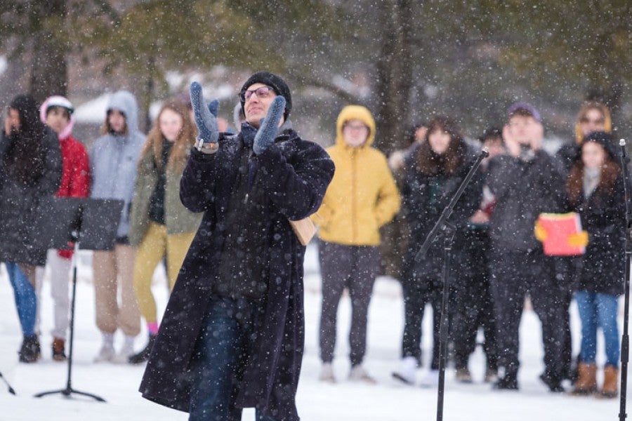 Duvall leads the students in Transient Landscape.