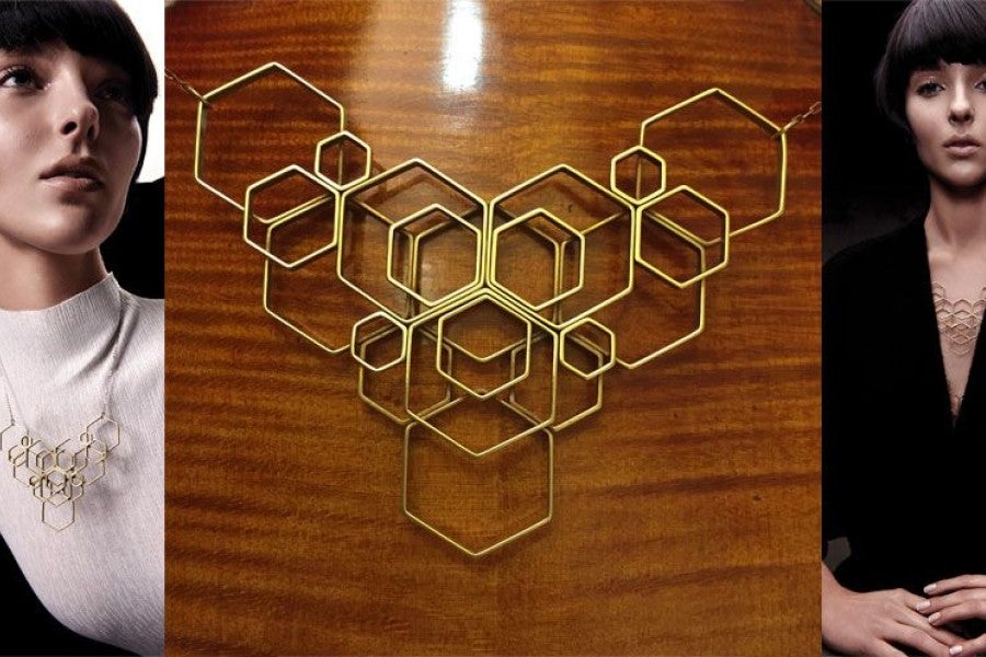 Examples of Shinozaki's jewelry designs.