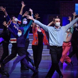 Students present a scene from "The Noteworthy Life of Howard Barnes"