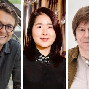 A collage consisting of the headshots of three new IAA faculty members.