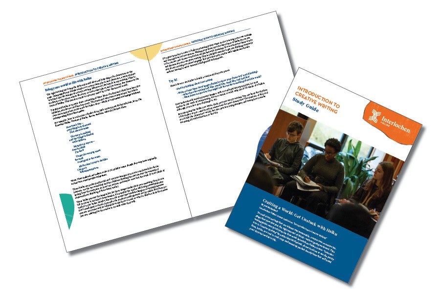 An image of the cover and first few pages of the Introduction to Creative Writing guide