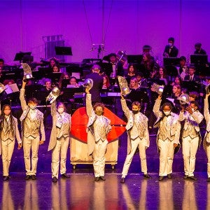 Theatre students strike a pose after the 2021 performance of "Kids Commute Live!"