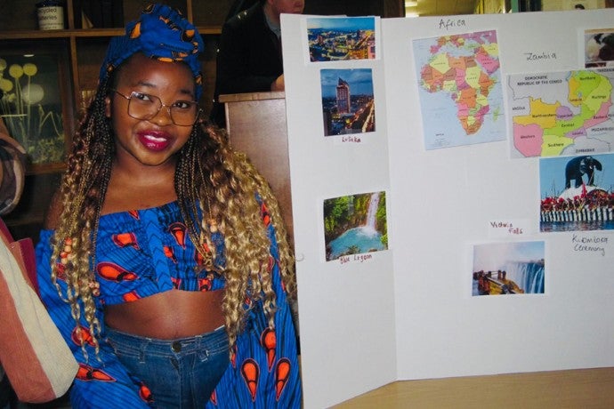 MK Keso shares a presentation on Zambia at the Fall 2023 Interlochen Arts Academy Culture Fair.