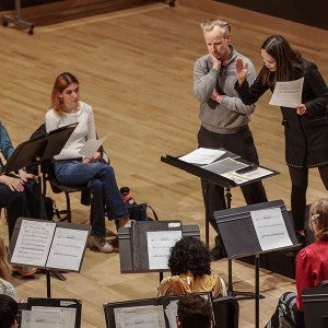 Shuying Li works with the Interlochen Arts Academy Wind Symphony