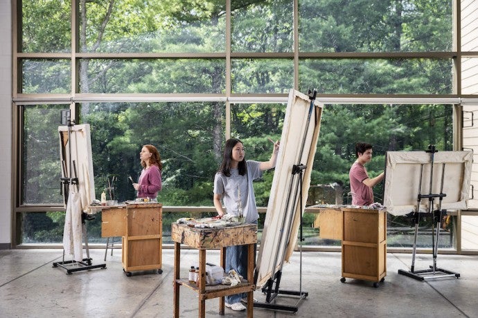 Visual arts student in studio