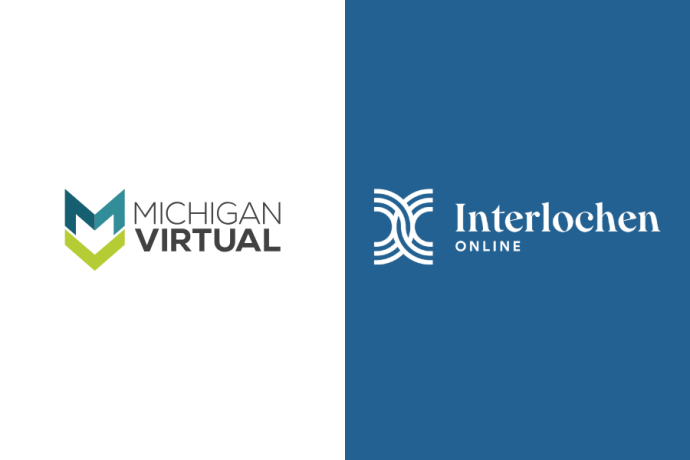 The logos for Michigan Virtual and Interlochen Online
